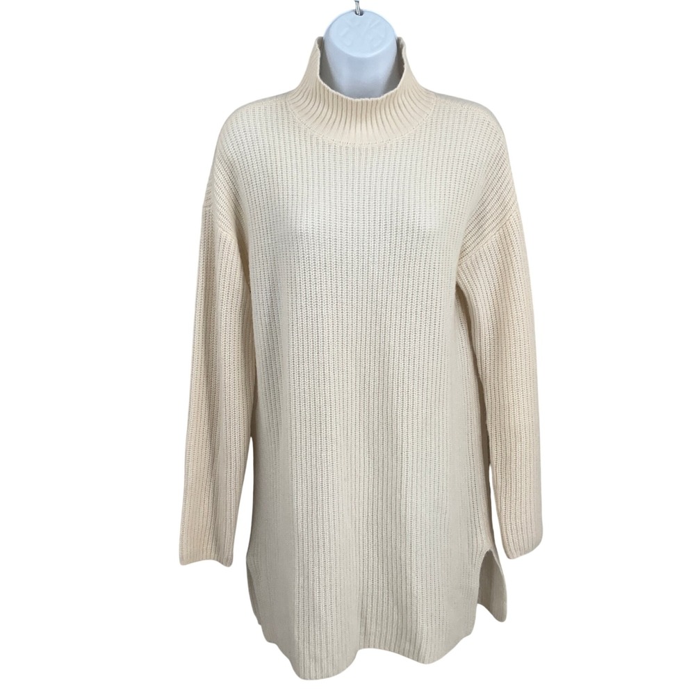 Saks Fifth Avenue Sweater Womens Sz S Cream 100% Cashmere Old Money Soft Tunic